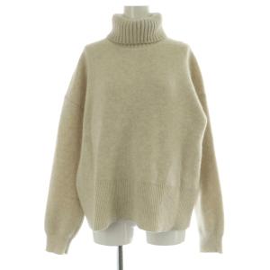 24AW ウォッシャブルファーリーダブルフェイスタートルニット セーター 長袖 ライトベージュ /MY