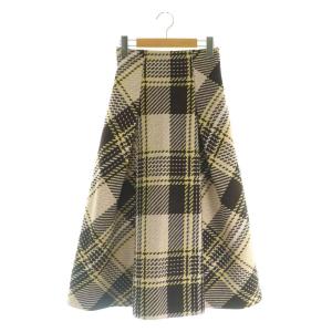 チェック マキシスカート ボックスプリーツ 0 ベージュ 茶 /MI OS