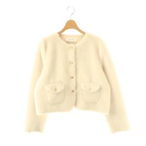 25AW ゴールドボタンフェイクファージャケット 38 アイボリー