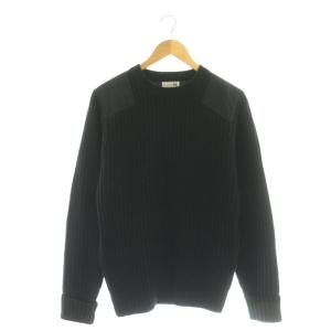 ショルダーパッチクルーネックニット セーター プルオーバー S ブラック /CX OS AD