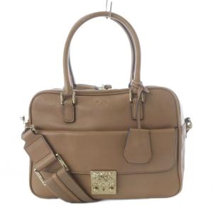 カーカー 2way ハンドバッグ ショルダーバッグ 斜め掛け レザー ブラウン 南京錠付き /YO8