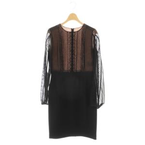 レース 長袖ワンピース 40 ブラック スモークピンク /ES OS