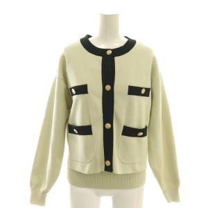 24SS ニットカーディガン アンサンブル 長袖 カットソー ノースリーブ 38 ライトグリーン 黒 /NR