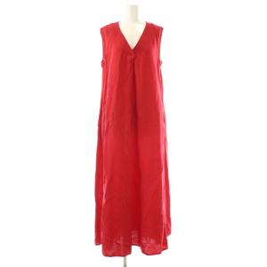 25SS リネン スリーブレスワンピース M レッド /ES OS