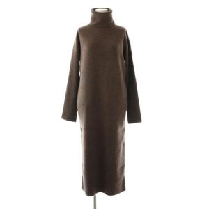 good vib ワンピース ニット ロング タートルネック ブラウン /HK OS