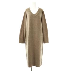 Boucle ニット ドレス ワンピース ロング ベージュ /HK OS