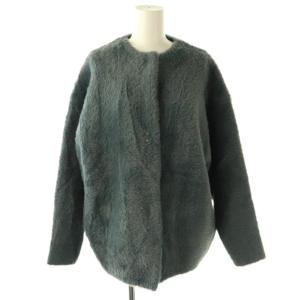 24AW ミニシャギーセッケツニットカーディガン F グレー 青 ブルー /AQ OS