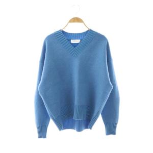 Vネック ニット セーター 長袖 ウール F ライトブルー /NR OS
