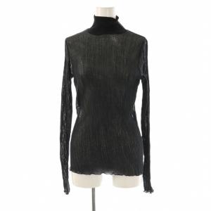 シアークレープハイネック カットソー 長袖 黒 /NR OS