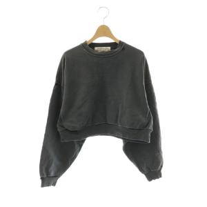 シシクイ ダメージ加工 クロップドスウェット トレーナー S ダークグレー /DF OS