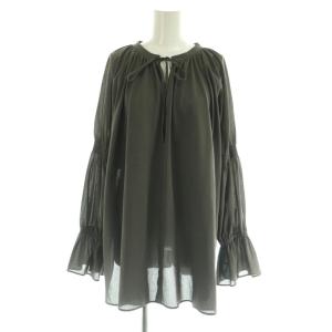 24SS シャーリングスリーブ前後2way ブラウス リボン F グレー /MI OS