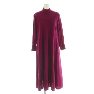 メリノウールパフスリーブ ワンピース ハイネック ペチコート付き 38 紫 /MI OS