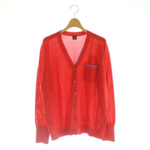 カーディガン コットン ステッチ ニット XXL 赤 /MI OS