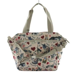 2WAY ショルダーバッグ トート ポーチ付き 猫柄 ピンク /AQ OS