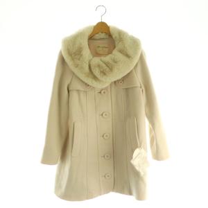 フェイクファー衿 ウール ショールカラーコート ロング M ライトベージュ /MI OS