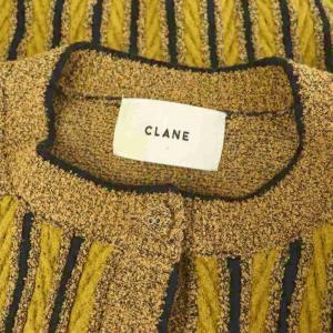 CLANE VINTAGE MOM KNIT CD カーディガン ニット 五分袖 ストライプ 1 カーキ /MY OS