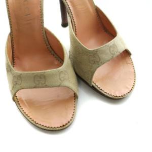 GUCCI GGキャンバス サンダル 36.5 ベージュ /SS OS