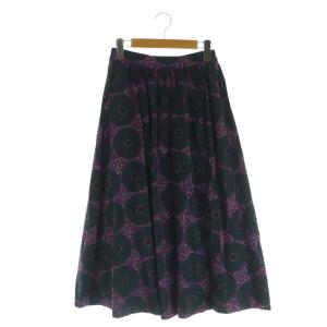 バティック フレアスカート 総柄 36 紫 紺 黒 /MI OS