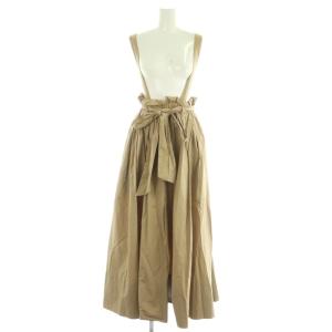 サスペンダースカート フレア ロング ベージュ /MI OS