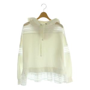 ヘムフレアルーズパーカー 切替 ボーダー 36 白 /MI OS