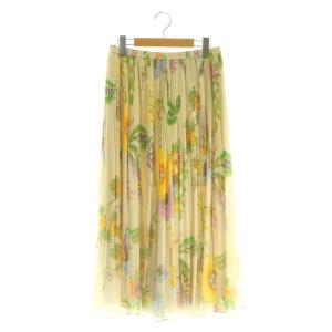 花柄 プリーツスカート ロング 36 アイボリー マルチカラー /MI OS
