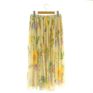 GRACE CONTINENTAL 花柄 プリーツスカート ロング 36 アイボリー マルチカラー /MI OS