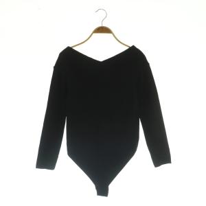 クロスリブニットボディスーツ カットソー 黒 /MI OS