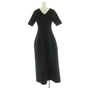 JUSGLITTY 24SS ワンピース ニット Vネック 2 黒 /MI OS