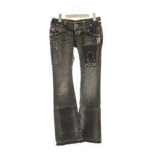 パッチワーク フレアデニムパンツ ジーンズ S チャコールブラック /ES OS