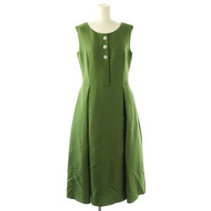 パールビジューボタンワンピース 36 グリーン