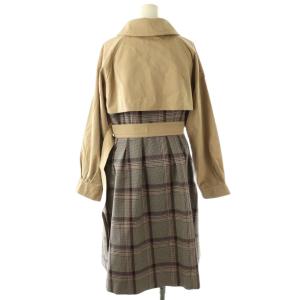 BLUE LABEL CRESTBRIDGE トレンチコート 切替 チェック ロング 38 ベージュ /HK OS