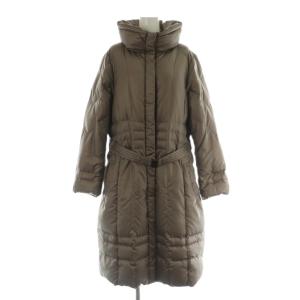 ダウンコート ハイネック ベルト付 大きいサイズ 46 ブラウン /MY OS