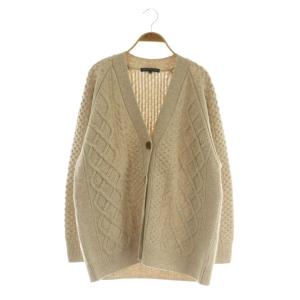 アランパターン ニット カーディガン 大きいサイズ 44 ベージュ /MY OS