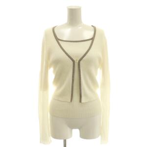 24AW アンサンブルカーディガン 長袖 ニット カットソー 五分袖 2 オフホワイト /NR OS