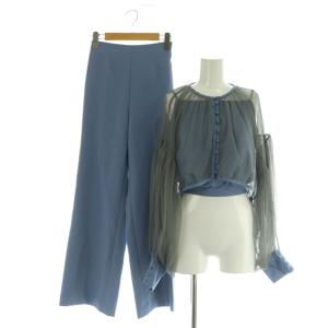 23SS セットアップ3点セット チュールトップス キャミソール パンツ ストレッチ S ブルー /MY