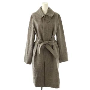 CHECK SOUTAIN COLLAR COAT 1 ベージュ ブラウン