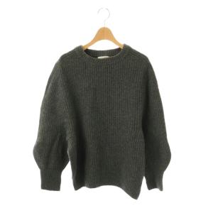 クルーネックプルオーバー ニット 長袖 グレー ウール /NR OS