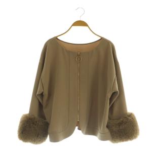 21AW ファーカフス2WAYトップ 長袖 38 ベージュ /MY OS