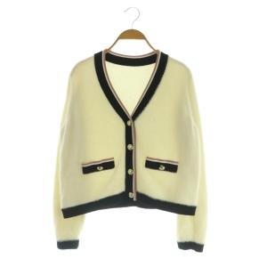 23AW シャギーバイカラーニットカーディガン 36 ホワイト /MY OS