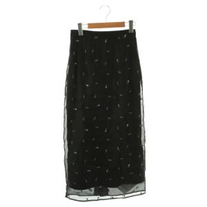 24AW エンブロイダリーシアースカート タイトスカート 0 ブラック マルチカラー /ES OS