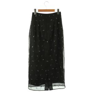 SNIDEL 24AW エンブロイダリーシアースカート タイトスカート 0 ブラック マルチカラー /ES OS