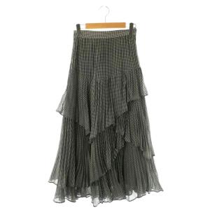 24SS プリーツティアードスカート フレア ギンガムチェック 0 ブラック ホワイト /ES OS