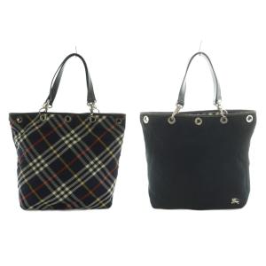 リバーシブル トートバッグ チェック柄 紺 黒 /MI OS