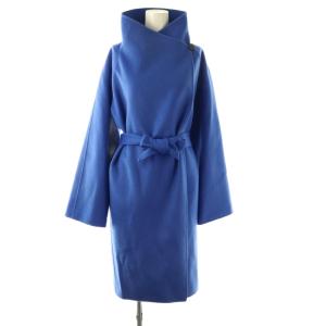 カシミヤロングコート 38 ブルー