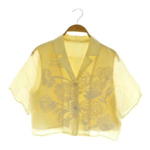 23SS UNEVEN EMBROIDERY SHEER TOP シアーブラウス 半袖 ショート丈 刺繍
