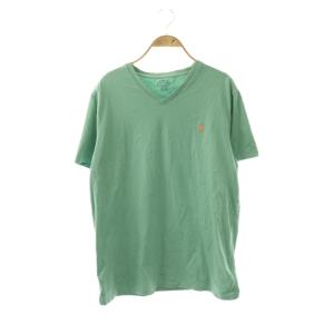 Vネック Tシャツ カットソー 半袖 L グリーン /DF OS