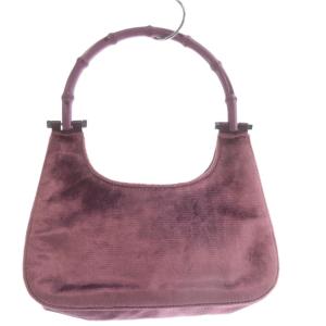 GUCCI バンブーハンドル ベロア ハンドバッグ パープル