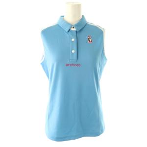 ロゴ ノースリーブ ポロシャツ 38 ライトブルー ホワイト /ES OS