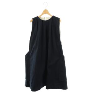 ワンピース ひざ丈 ノースリーブ TC ネイビー /DF OS