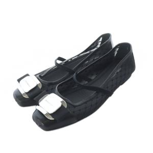 25SS ロゴプレート バレリーナシューズ 5 ブラック